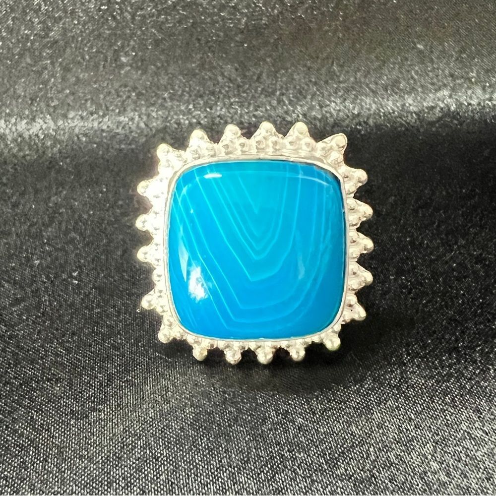 Sterling Silver Genuine Botswana Agate Gemstone Handmade Jewelry Ring Size 8.5 - Picture 1 of 10
